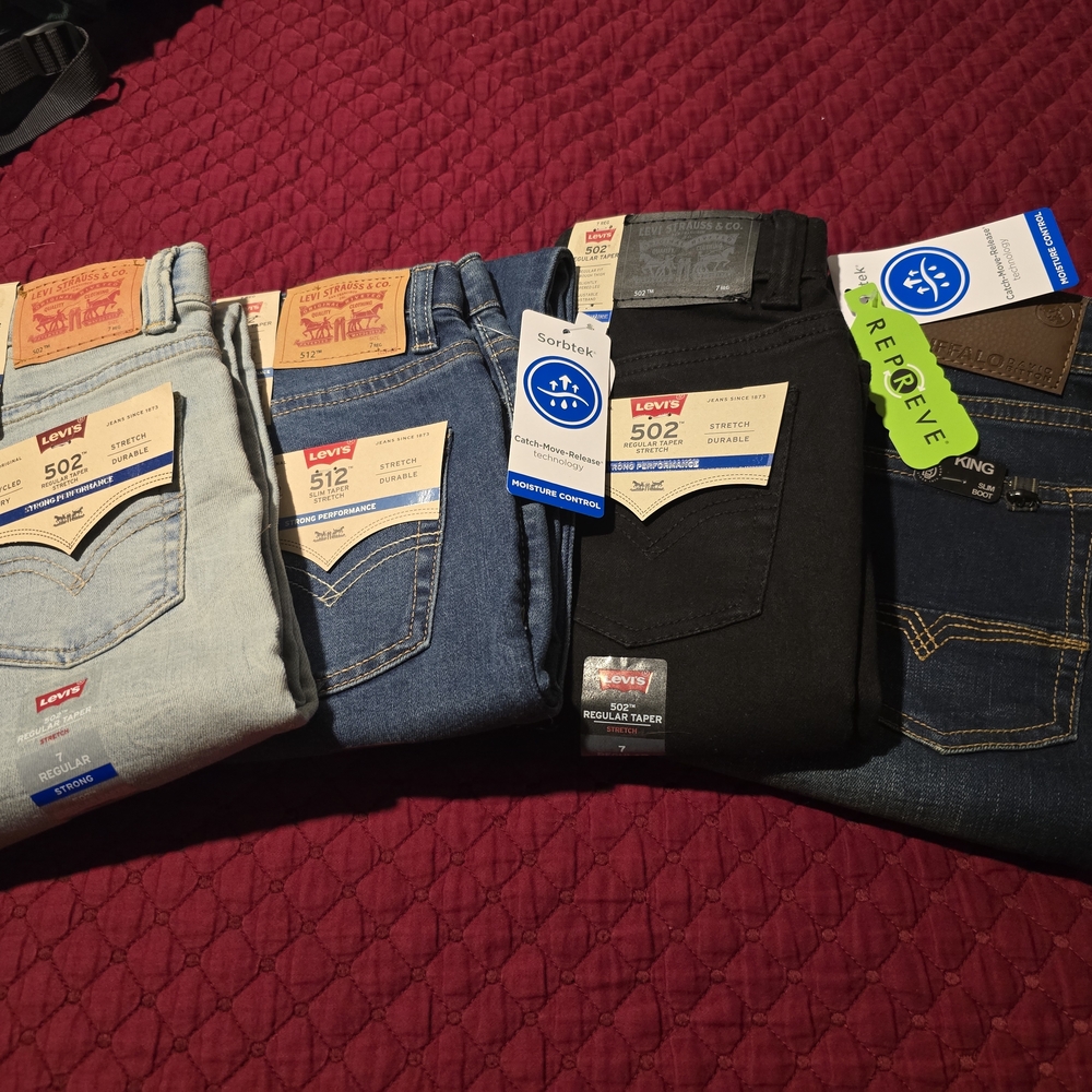 Levi's Boy's Slim Jeans in Light Blue, Blue, and Black